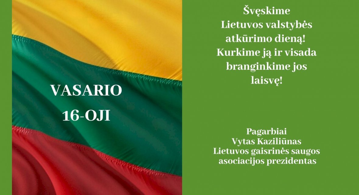 Sveikinimas Lietuvos valstybės atkūrimo dienos proga
