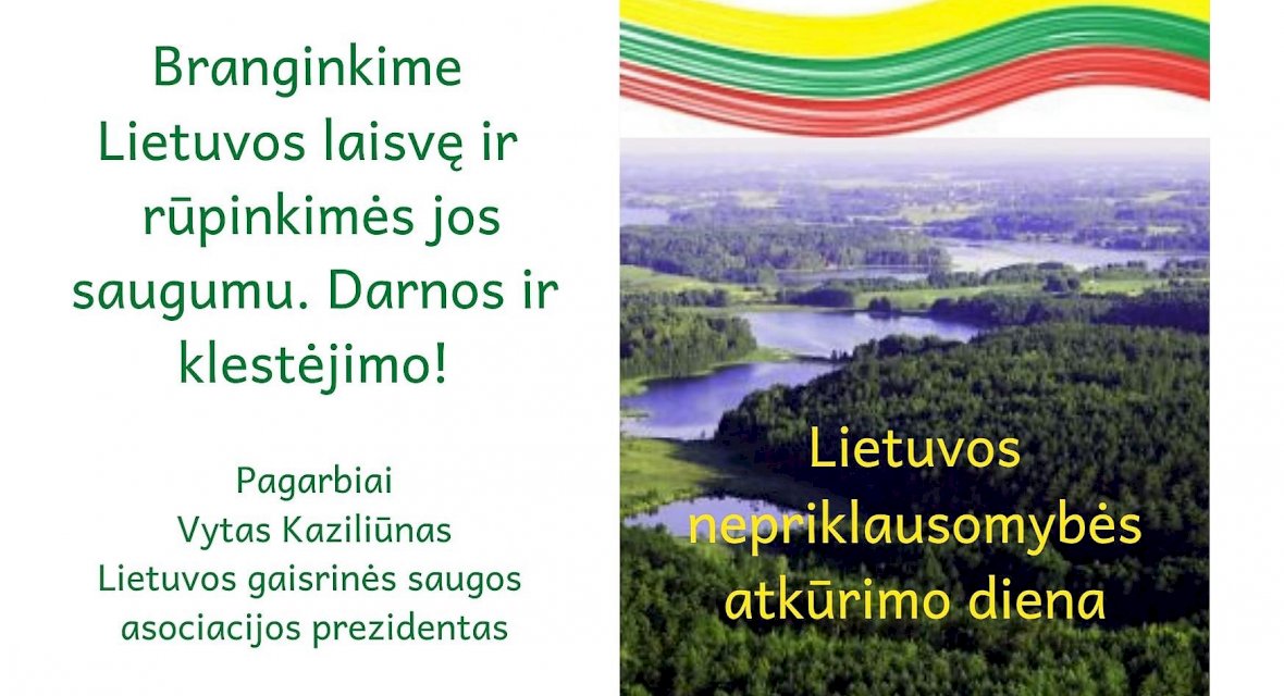 Sveikinimas Lietuvos nepriklausomybės atkūrimo proga
