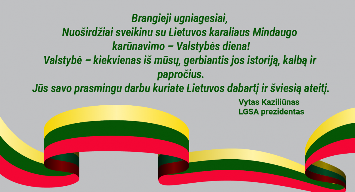 LGSA prezidentas Vytas Kaziliūnas sveikina ugniagesių bendruomenę su Valstybės diena