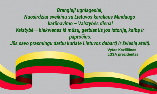 LGSA prezidentas Vytas Kaziliūnas sveikina ugniagesių bendruomenę su Valstybės diena