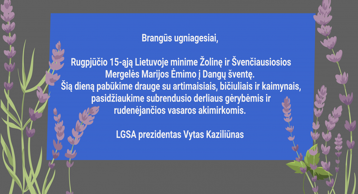 LGSA prezidento Vyto Kaziliūno sveikinimas