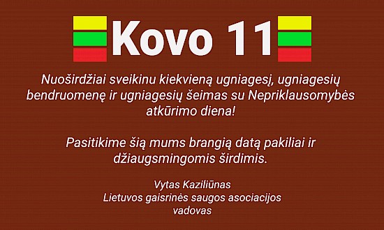 LGSA vadovo sveikinimas Kovo 11-osios proga